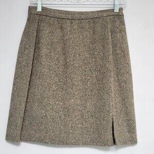 Vintage 111 State Wool Blend Tweed Tan Brown Skirt Made in USA Size 8